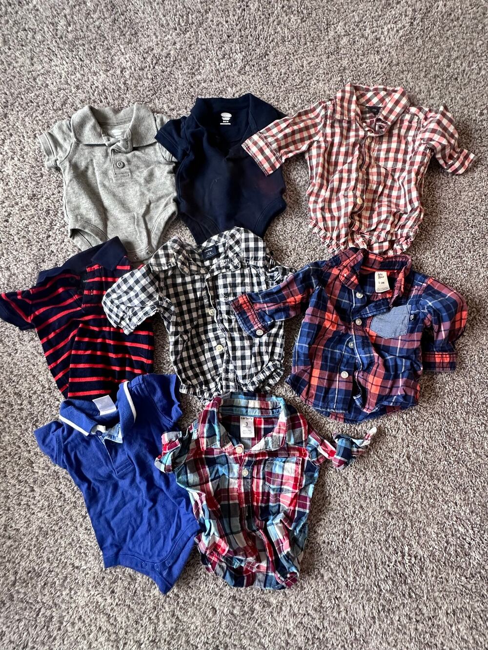 Baby Boys Size 0-3M Polo & Button-Up Shirt Lot - Gap, Old Navy, OshKosh (8 Pack)